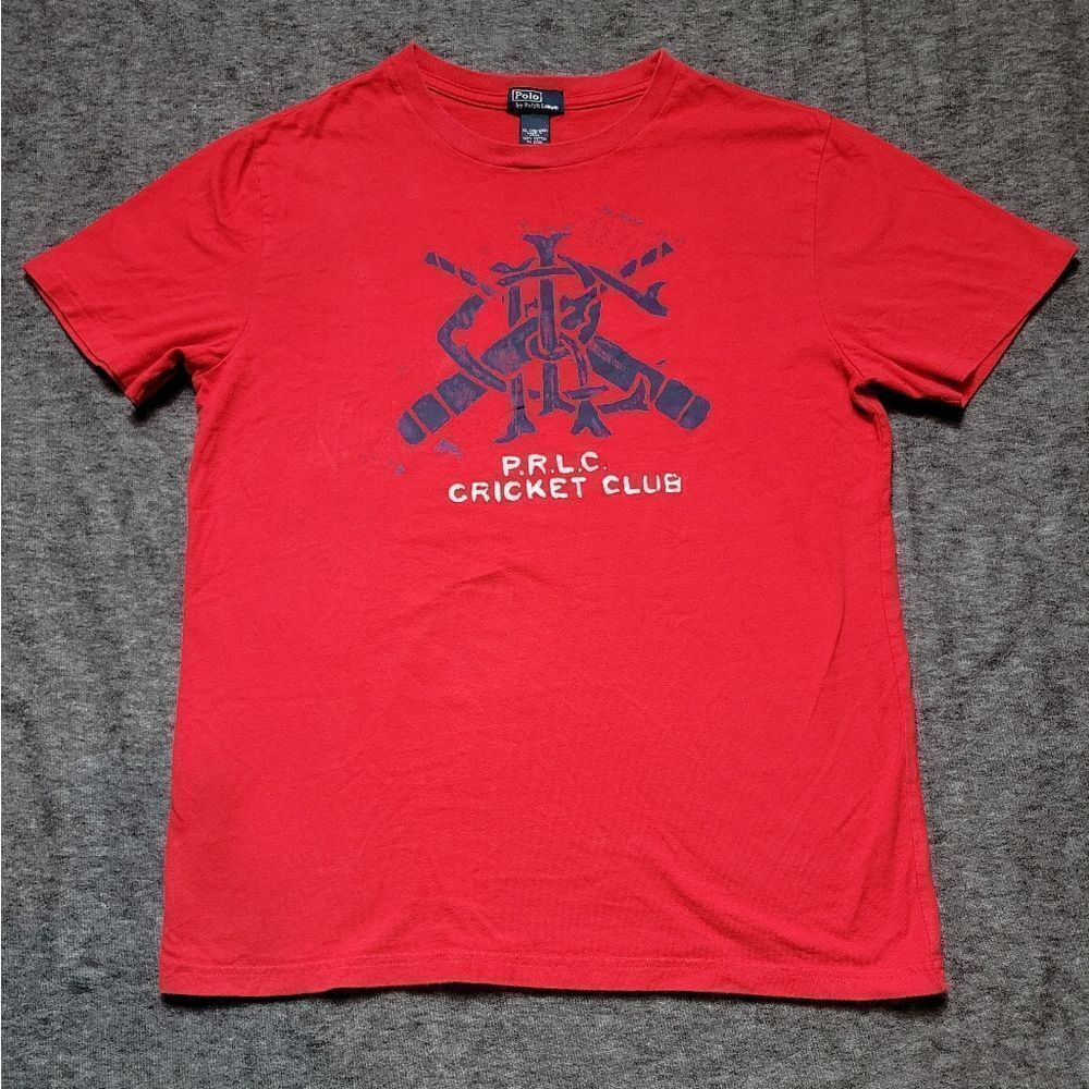 Polo Ralph Lauren Men's T-Shirt XL (18-20) Red Cricket Club CrewNeck
